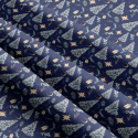 Tissus en coton de Noël au mètre, 160 cm motif Noël Bleu Marine
