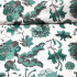 Tissu en coton au mètre, 125 g/m², largeur 160 cm, imprimé à pivoine verte sur fond blanc