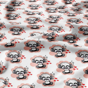 Tissu coton au métre imprimé Panda rose
