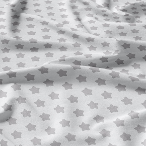 Tissu coton au mètre, 125 g/m², largeur 160 cm, imprimé Pentagones gris et blanche