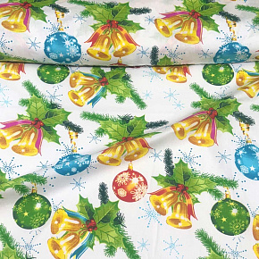 Tissus en coton de Noël au mètre, 160 cm motif Noël blanche
