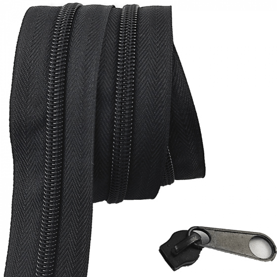 Zip spirálový černý 5 mm metráž