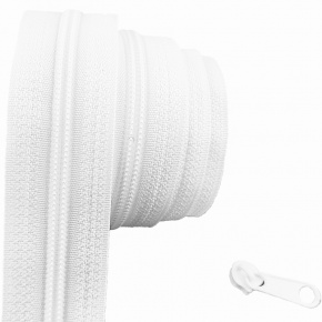 Fermeture à glissière en spirale blanche  5 mm au métre 