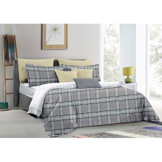 Linge de lit en flanelle avec fermeture, couleur Gris, 140x200 cm