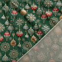 Tissus en coton de Noël au mètre, 160 cm motif Boules de Noël vert
