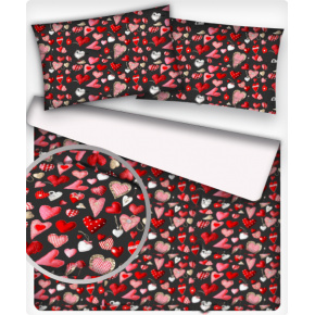 Tissu coton au métre imprimé LA SAINT-VALENTIN noir