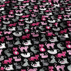 Tissu coton au métre imprimé Chats couleur noir 209