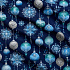 Tissus en coton de Noël au mètre, 160 cm motif Boules de Noël bleu-marine
