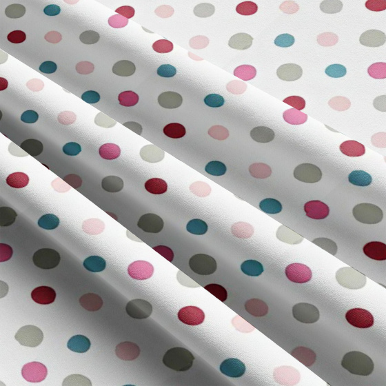 Tissu coton au métre couleur blanche pois Multi 15 mm
