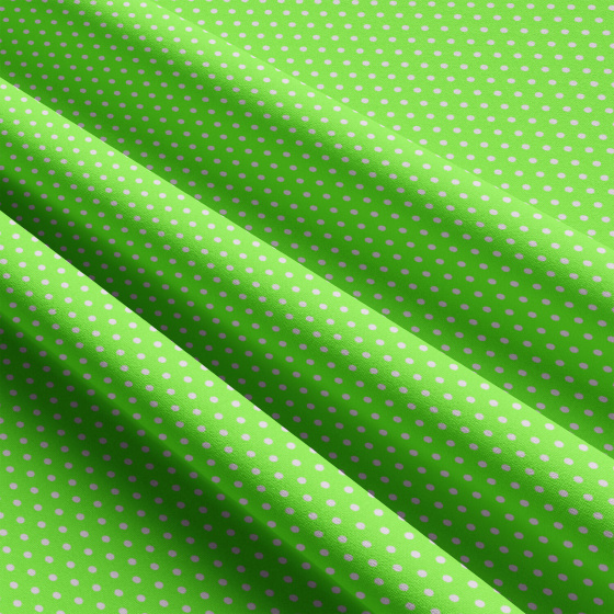 Tissu coton au métre couleur vert pois blanche 3 mm