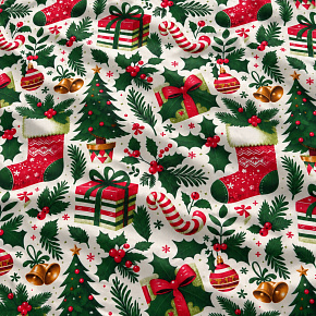 Tissus en coton de Noël au mètre, 160 cm motif Noël Blanc