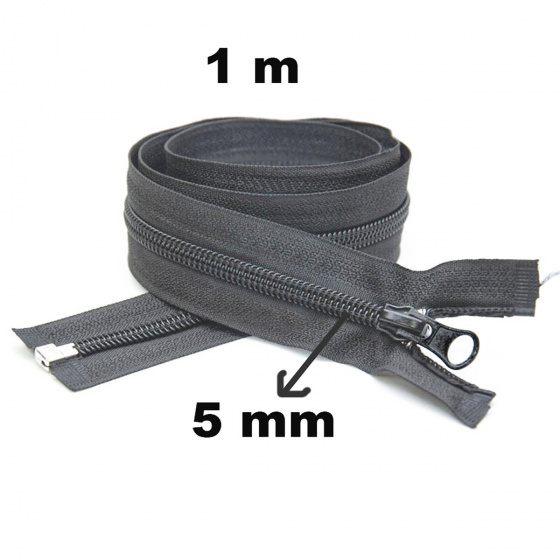 Fermeture à glissière en spirale Graphite  5 mm longueur 100 cm