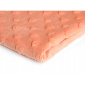 Tissu minky coeurs, 330 gr/m2, largeur 160 cm, saumon