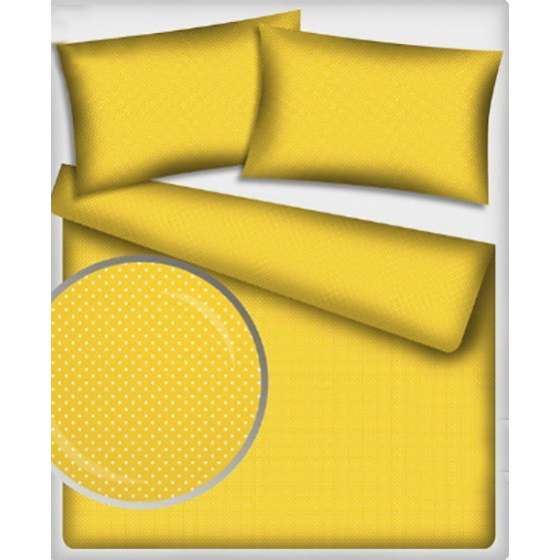 Dětské bavlněné látky vzor Puntík 7 mm bílý na žlutém, metráž