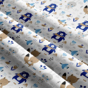Tissu coton au métre imprimé Animaux drôles couleur bleu