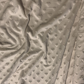 Tissu minky coeurs, 330 gr/m2, largeur 160 cm, ecru