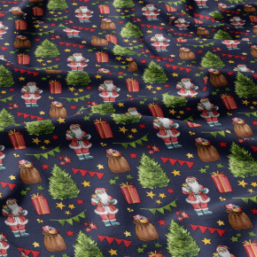 Tissus en coton de Noël au mètre, Garde de Noël blue-marine, 160 cm