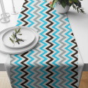 Tissu coton au métre couleur blanche zigzag multi bleu