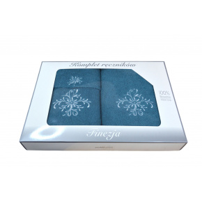 Serviette de toilette à broder en coton, éponge (3 pièces) Turquoise