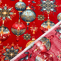 Vianočný vzor bavlnenej látky Vianočné Gule na Červenom, metráž 160 cm