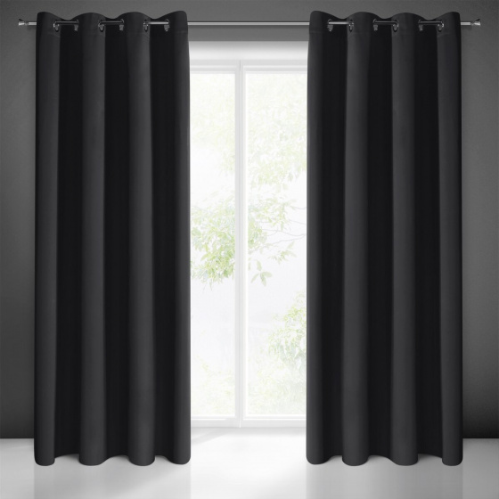 Zatemňovací Závěs s průchodkami ČERNÁ 135X250 cm