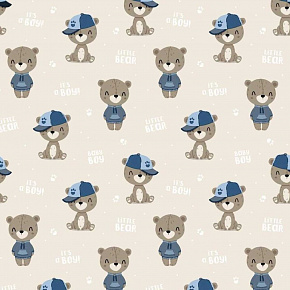 Tissu coton au métre imprimé Animaux couleur biege