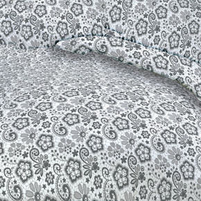 Tissu en coton au mètre, 125 g/m², largeur 160 cm, imprimé à ornement sur fond blanc
