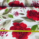 Tissu en coton au mètre, 125 g/m², largeur 160 cm, imprimé à fleurs rouges