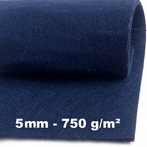 Feutrine technique 5 mm, 750 g/m², largeur 100 cm, bleu marine Feutrine technique 5 mm, 750 g/m², largeur 100 cm, bleu marine