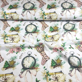 Tissus en coton de Noël au mètre, 160 cm motif Noël blanche