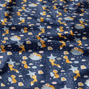 Tissu coton au métre imprimé Renards couleur grenat