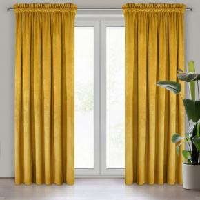 Rideau velours sur le ruban fronceur couleur moutarde 140x270 cm