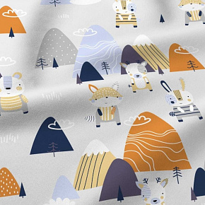 Tissu coton au métre imprimé Animaux couleur blanche