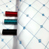Simili cuir matelassé MIX, 540 g/m², largeur 145 cm, blanc avec fil turquoise
