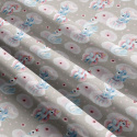 Tissu coton au métre imprimé Affectuex regard couleur gris
