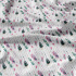 Tissu coton au métre couleur blanche plumes verte et amarante