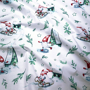 Tissus en coton de Noël au mètre, 160 cm motif Noël blanche