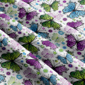 Tissu coton au métre imprimé Papillons été couleur blanche