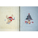 Serviette de toilette à broder en coton, éponge (2 pièces) Grise et Ecru
