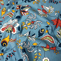 Cotton fabric with flowers on blue