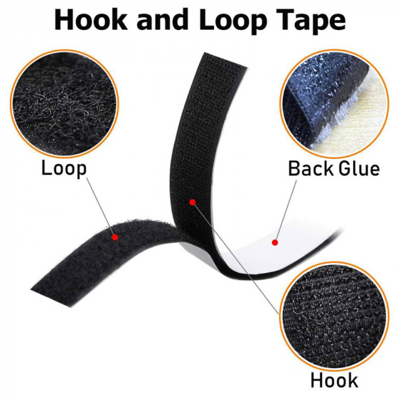 Pásek na suchý zip s lepidlem černý 100 mm