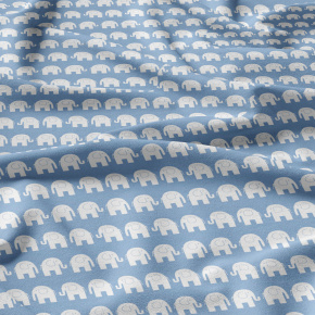 Tissu coton au métre imprimé Eléphants couleur bleu clair    