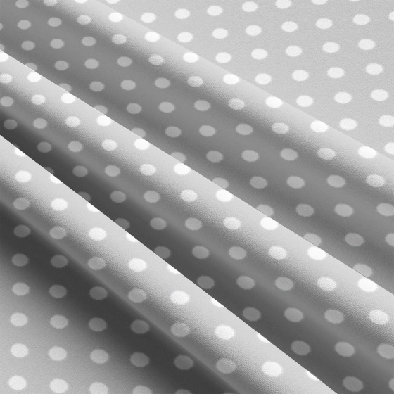 Tissu coton au métre couleur gris pois blanche 10 mm