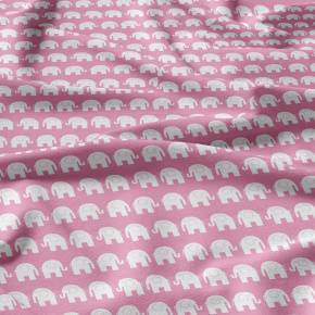 Tissu coton au métre imprimé Eléphants couleur rose    