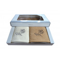 Serviette de toilette à broder en coton, éponge (2 pièces) Beige et Ecru