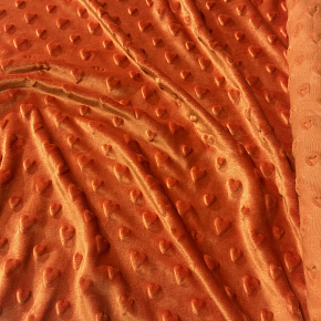Tissu minky coeurs, 330 gr/m2, largeur 160 cm, orange