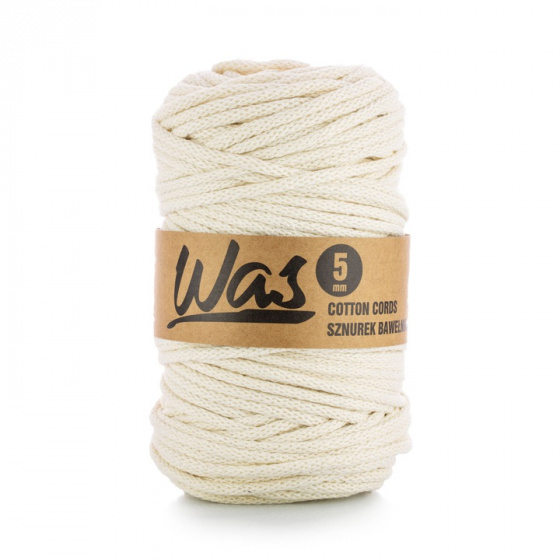 Cordons tressé coton 5 mm, 100 m,  couleur ecru 020