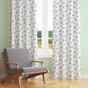 Tissu coton au métre couleur blanche, coeurs Bleu