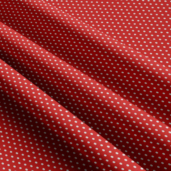 Tissu coton au métre couleur rouge pois blanche 3 mm