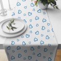 Tissu coton au métre couleur blanche, coeurs Bleu